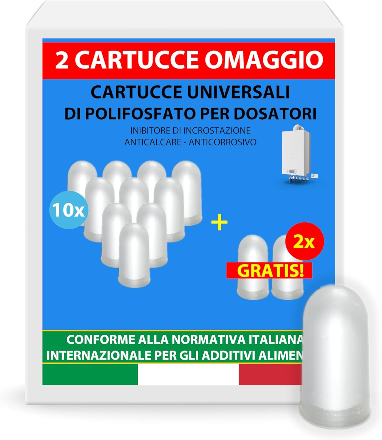 Super Kit 12 Ricariche Polifosfati Caldaia Universale - Risparmio Veloce