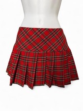 Y2K Red Plaid Mini Skirt Punk Grunge Schoolgirl Core 90s Alt Tartan Micro Skirt