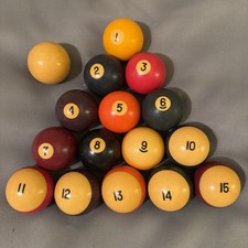 Vintage Multicolor Bakelite Pool Ball Billiard Set
