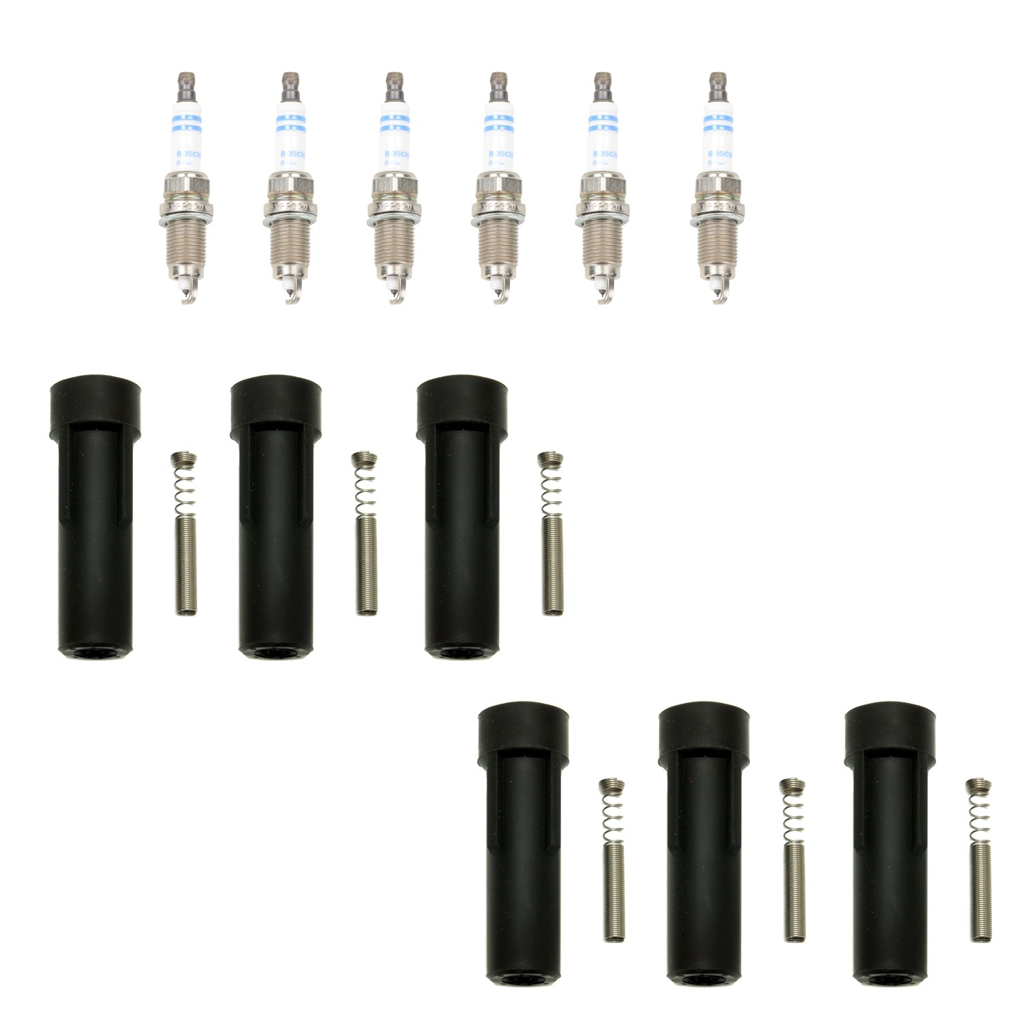 Bosch 6 Double Platinum Spark Plugs  NGK Coil Boots Kit for Cherokee TJ 4L L6
