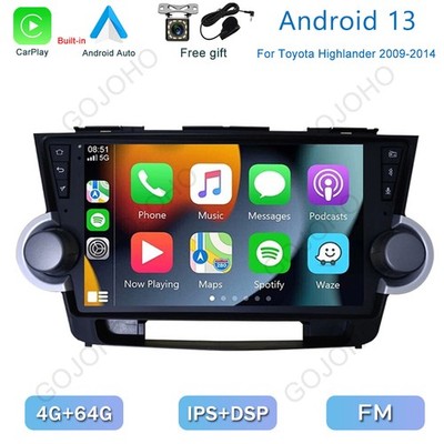 Car Radio For Toyota Highlander 2008-2013 Stereo Carplay Android 13 GPS 4+64GB