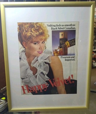 Black Velvet Canadian Whiskey VTG 1981 Sexy Blond Print Ad Happy Velvet!