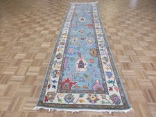 3 x 12'1 Runner Hand Knotted Blue Colorful Oushak Oriental Rug G16951