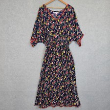 Naudic Dress Womens Size XL Blue Floral Maxi Elastic Waist Beach Resort Boho