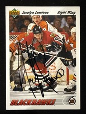 1991-92 Upper Deck Jocelyn Lemieux Signed Card 438 Blackhawks Autograph Auto