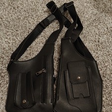Black Synthetic Leather Shoulder Holster Harness Adjustable Ambidextrous