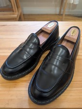 Solovair Black Leather Hi-Shine Penny Loafer, Size US 10