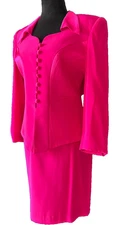 Paris Chic Y2K Womens Suit Fuchsia Pink Jacket and Skirt Size 10