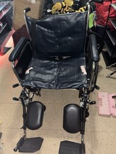 Manual Wheelchair Black Steel 4-Wheel Padded Armrest Detachable Footrests Adult