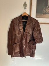 Vintage Scully Leather Blazer Jacket Mens 44 Cognac Brown Western Leather