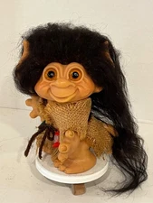 THOMAS DAM TROLL TAILED  LG  6 1/2 in   1960's Original Burlap  A BEAUTY