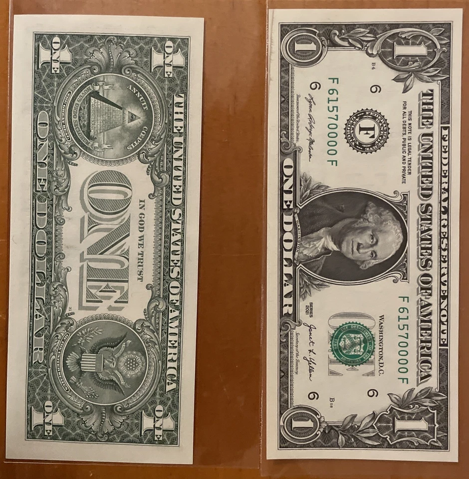 “Uncirculated $1 Pair – Ending 0000 & 9999 – Fancy Serial Numbers”  Consecutive - Image 4 of 4