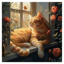 Sleeping Cat Diamond Painting Kits for Adults, Diamond Art Kits for Beginners, 5