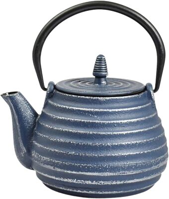 Frieling Ja Tebie Cast Iron Teapot 34oz, Blue/Silver, w/ Stainless Steel Infuser