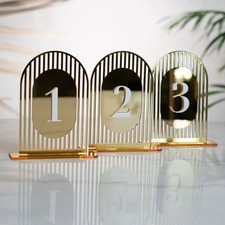 Wedding Arch Table Numbers Acrylic 3D Gold Mirror Table Signs Party Event Decor