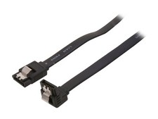 SATA III SATA 3 Cable Black with Locking Latch Straight to Right Angle 90 Deg...