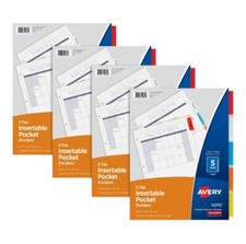 Avery Insertable Dividers with Pockets, 5-Tab, 4 Sets 22451