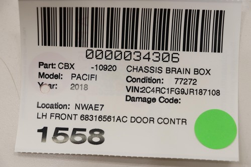 Chrysler Pacifica 2017-2019 módulo de control de puerta delantera computadora OEM 68316561AC - Imagen 11 de 11
