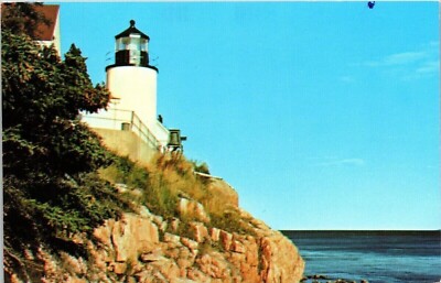 White Tower Bass Garbor Head Maine Flashing Red Light Mount Desert Vtg Postcard