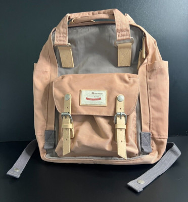 Himawari Pale Pink and Grey Backpack with Laptop Compartment Women's