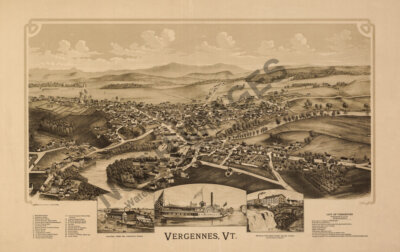 Panoramic Map of Vergennes Vermont 16x24