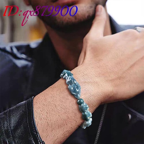 Brazalete Brazalete Azul Myanmar Jadeíta Dragón Natural Jade Birmano - Imagen 4 de 5