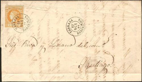 Cataluña. Histoire Postal. Sur 52. 1861. 4 Quarts Amarillo. Terrassa A Santi - Bild 1 von 1