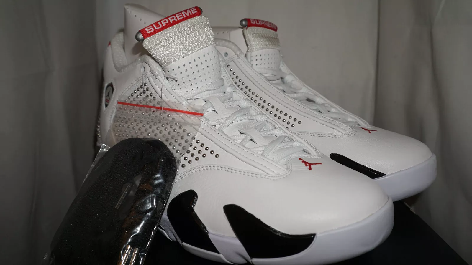 Supreme Nike Neuf Air Jordan Retro XIV 14 Blanc Rouge Neuf Taille 10,5