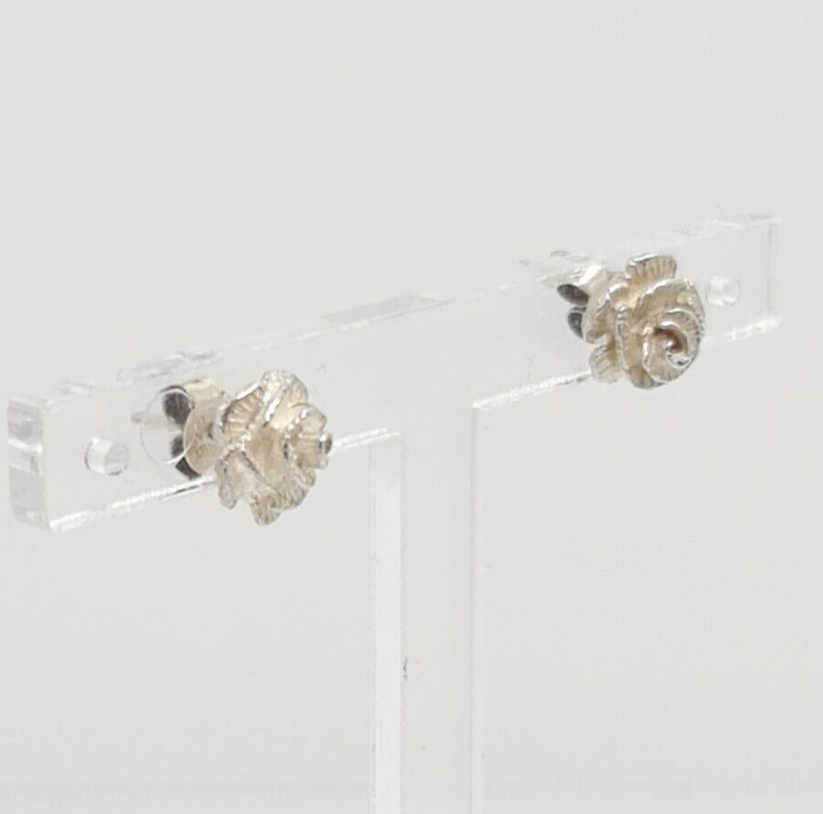 Gorgeous Solid Rose Stud Earrings 925 Solid Silve… - image 2