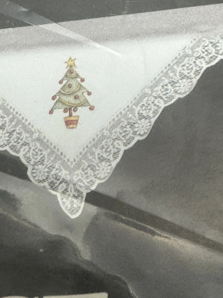 NEW Heritage Lace Fireplace Mantle Scarf Ecru Snowman TreeScallops 19X89" USA - Image 4 of 4