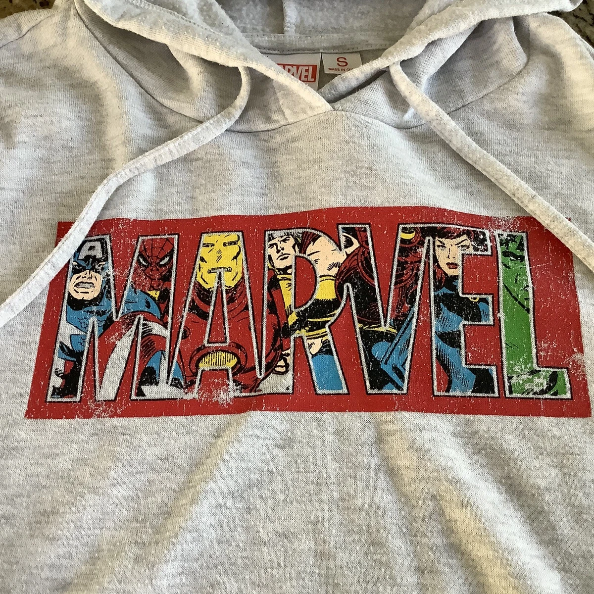 Marvel Women\'s Logo Print Hoodie Sweatshirt Size Small Gray Characters |  eBay