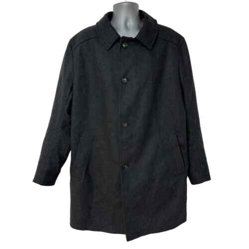 Manteau en laine Bugatti noir gris foncé fabriqué en Allemagne manteau d'hiver pour hommes 54 EUR XL - Photo 1 sur 12