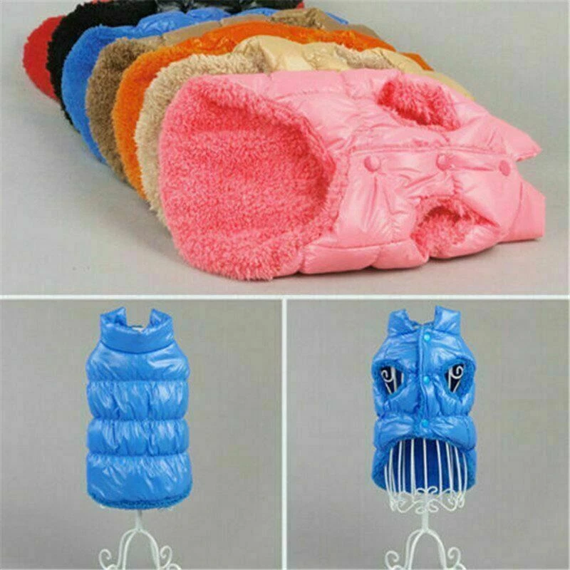 Padded Pet Puppy Winter Jacket Down Dog Warm Small Waterproof Vest Coat Clothe - Image 2 of 4