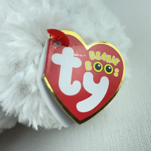 Ty Beanie Boos Honey Bun Puppy Dog White Poodle 6" Plush Glitter Eyes - Foto 9 di 10