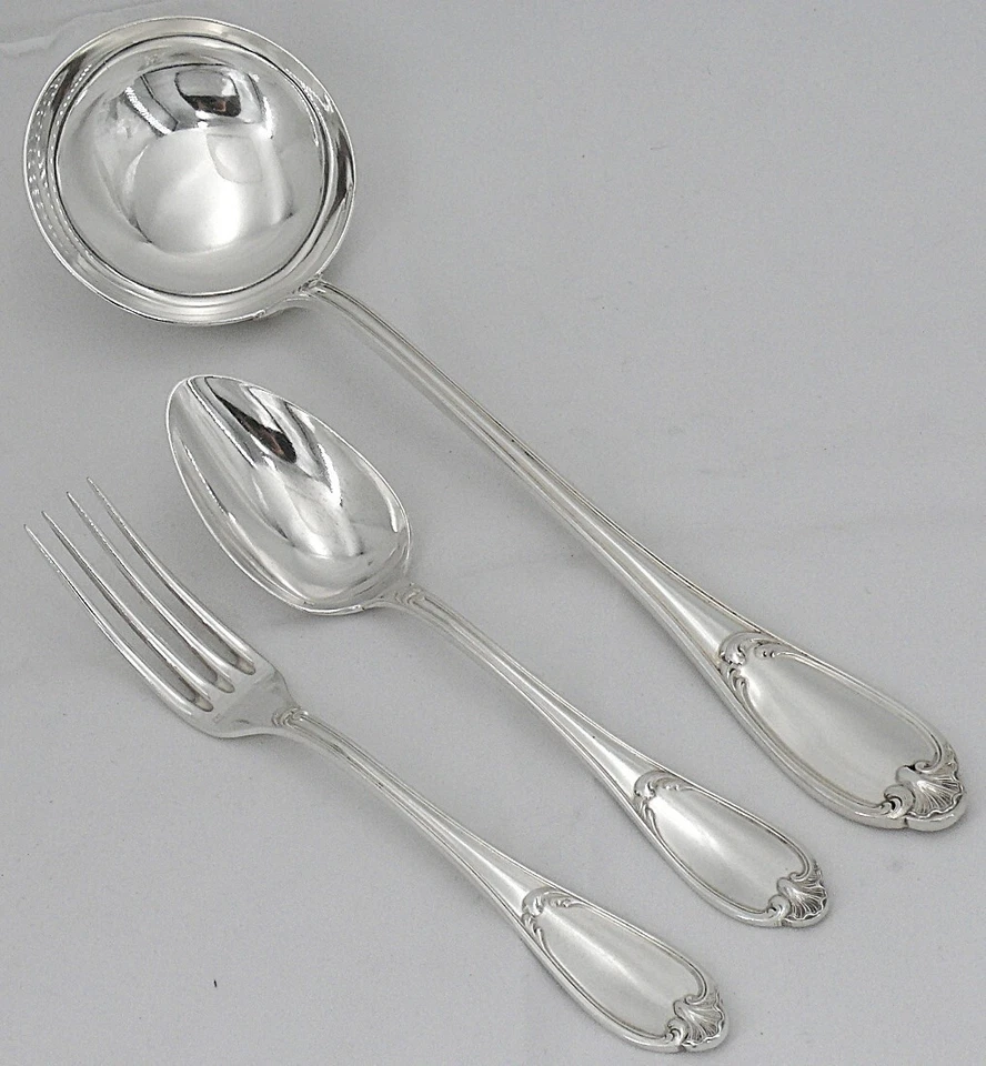 Ercuis Pompadour, 12 couverts de table + 1 louche, 25 pièces en métal argenté. - Photo 2/4