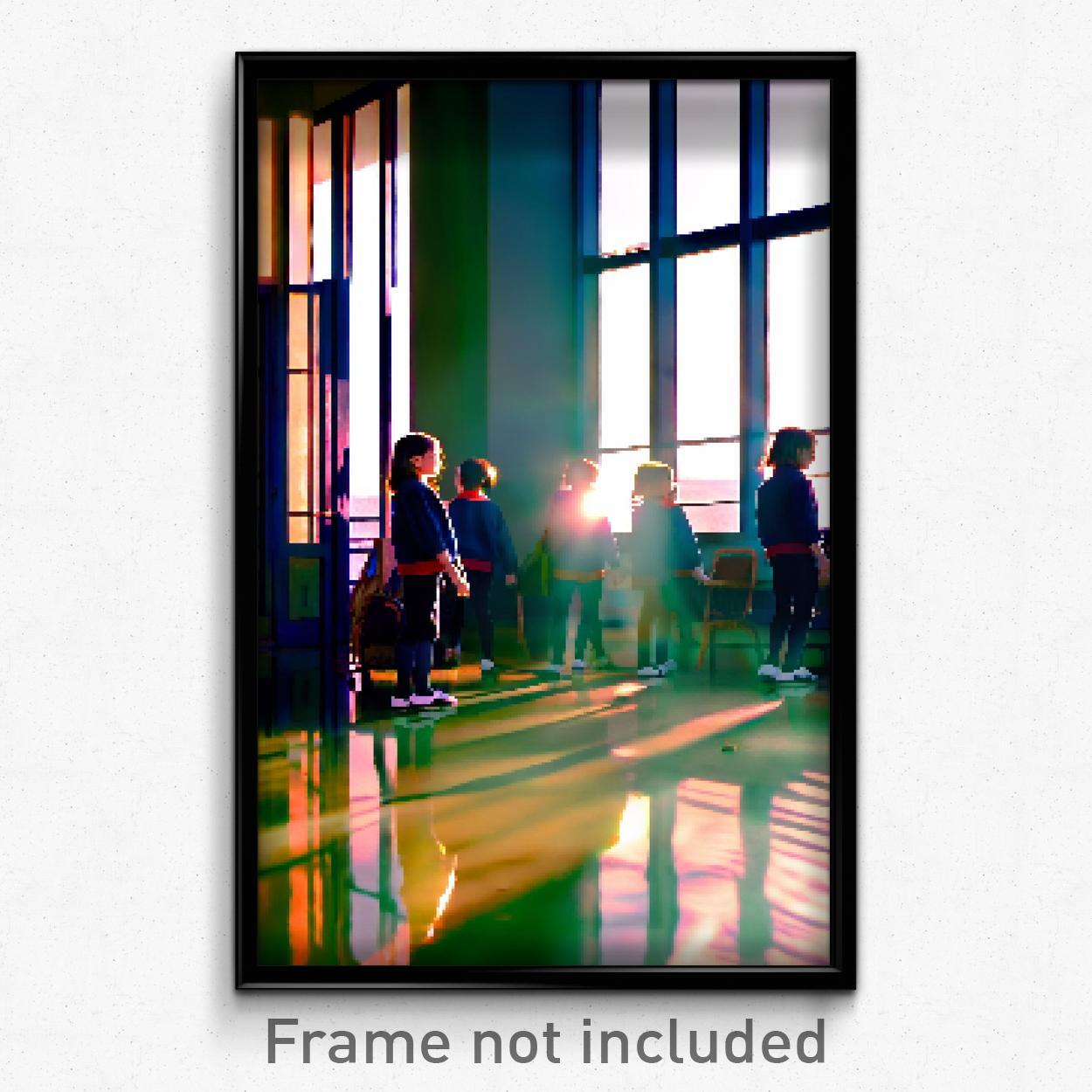 Pixel Art Poster - Reflecting School (8 Bit Psychedelic Trippy Video Game Print)