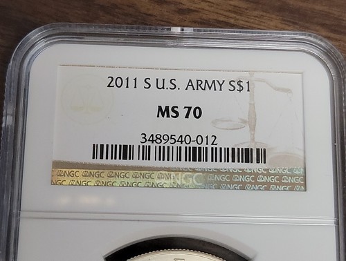 2011 S U.S. ARMY Commemorative Unc. Silver Dollar - NGC MS70 - Picture 5 of 5