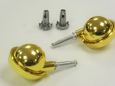 50mm BRASS GOLD Ball Castor with Sockets ideal for Beds Sofa Settee Chair