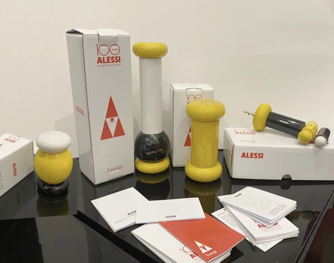 Ettore Sottsass Alessi Twergi Set 1 Corskscrew And 3 Pepper
