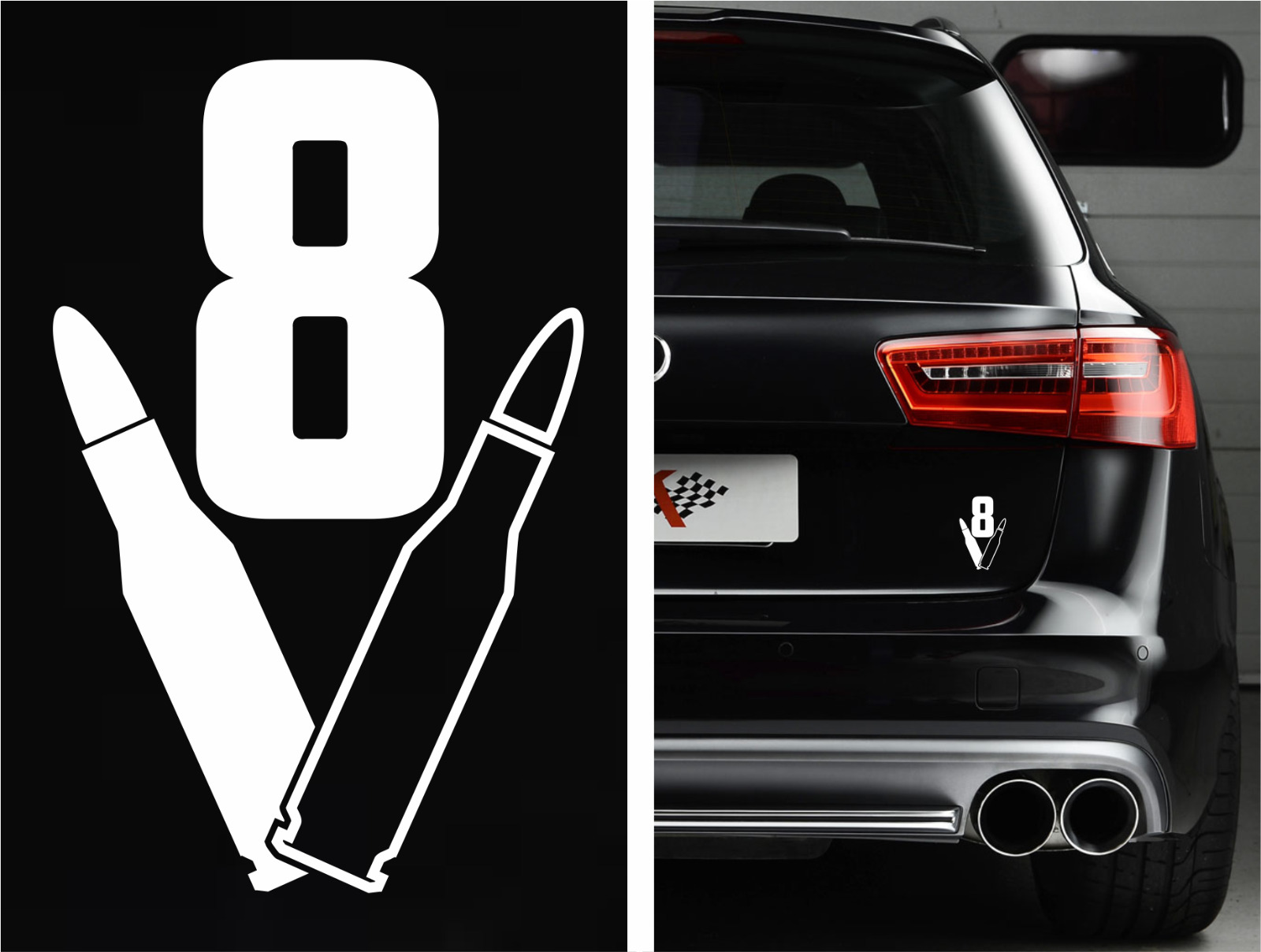 V8 Bullet Badge Bumper Sticker Vinyl Decal Muscle Car Decal Fits Ford Mustang GT