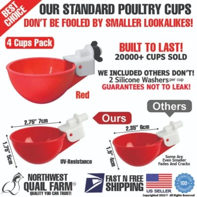 PHOENIX 4 Chicken Automatic Watering Cups Poultry Drinker Waterer Chicken Duck Quail Hen