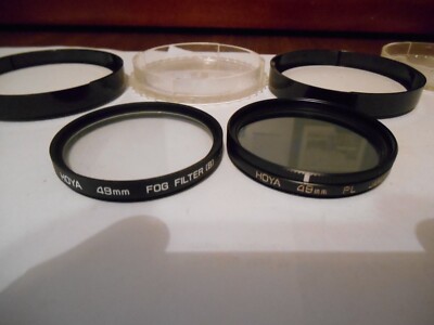 Lot of 2 HOYA 49mm Fog Filter (B) & PL Lenses With Cases