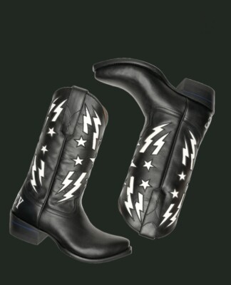 Alvies The BFG Limited Edition Womens 8.5 Black and White Cowboy style boots