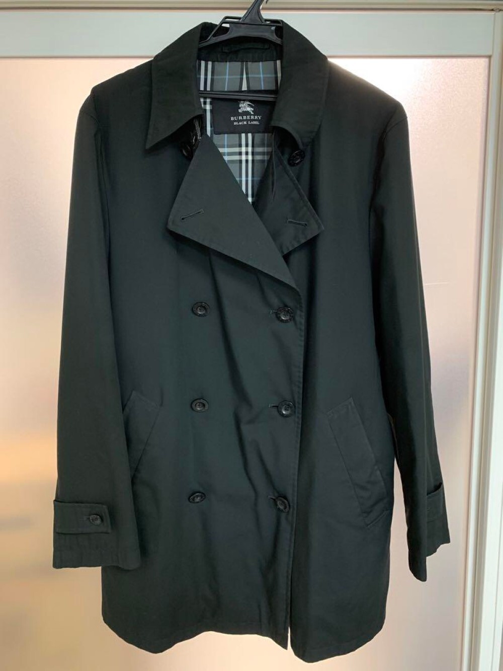 Burberry Black Label Trench Coat Nova Check Pattern Black Polyester Size L Men thumbnail 2