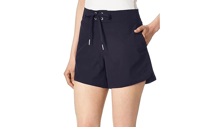 Nautica Women' Standard Solid 4 1/2" Core Stretch Boardshort Adjustable Waist, S - Image 2 of 4