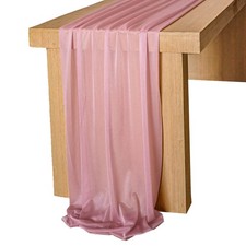 Lookein 10 Feet Mauve Chiffon Table Runner Sheer Wedding Table Cloth 29x120 I...