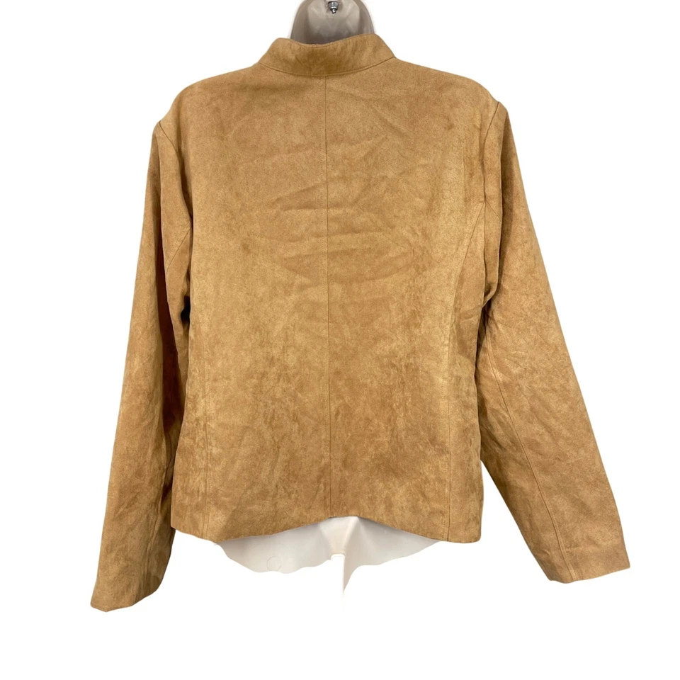 Chaqueta Studio Works Mujer Retro Carrera Exterior Imitación Gamuza Cremallera Talla Grande 16 Tostado Foto 2 de 4