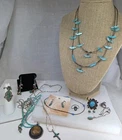 Vintage Native American Sterling Silver Jewelry Lot fetish Necklace Ring Earring