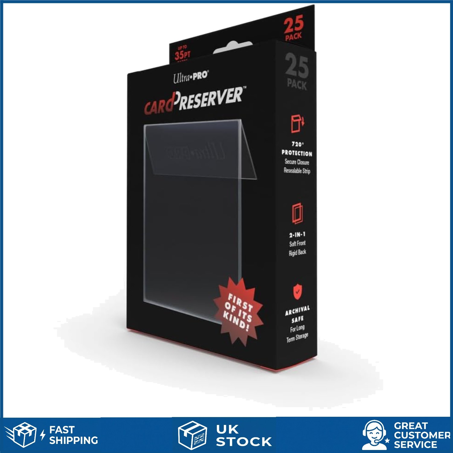 Secure Resealable Trading Card Protective Sleeves Clear 25 Pack 35pt