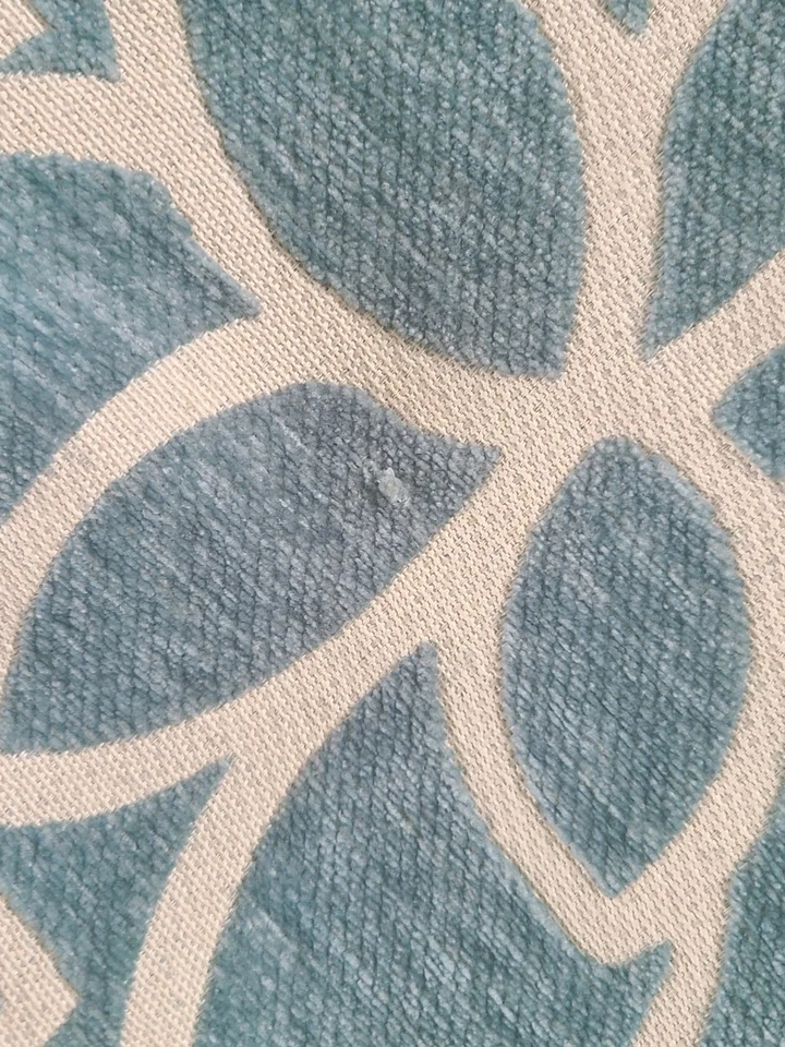 Pier 1 Imports Throw Pillow Covers X2 Aqua Tan Velour Pattern Zip Pair 18x18" - Image 4 of 4